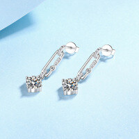 wholesale S925 Sterling Silver New Moissanite Earrings for Women, Premium Tassel Drop Style, Versatile and Ready to Ship Wholesale-5mm zircon 925 silver
