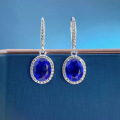wholesale Metal: 925 Silver Zhuozhifan Jewelry New 7*9 Simulated Sapphire Earrings for Women Fashion Colored Gemstone Ear Accessories Wholesale-0-3