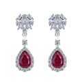 wholesale Pure silver new simulated ruby 7*10 earrings INS popular long ear accessories-0-4