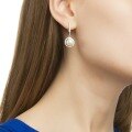 wholesale S925 Sterling Silver Micro-Inlaid Zircon and Pearl Shell Bead Circular Hoop Ear Clasp, Minimalist and Luxurious Elegant Earrings-0-2