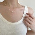 wholesale S925 Sterling Silver Simple and Elegant Single Freshwater Pearl Necklace for Women, Minimalist and Chic Layering Collarbone Chain-0-2