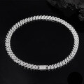 wholesale Metal material first: Europe and America 14mm micro-paved moissanite men's triple-row Cuban chain hip-hop personality trendy men's necklace jewelry wholesale-0-2