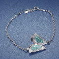 S925 Silver Inlaid Natural Weit Blue Jadeite Butterfly Bracelet-0-3