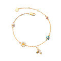 wholesale S925 Silver Nalan Forest Series Fresh and Sweet Flower Bracelet with Colorful Inlaid Diamond Small Bee Cute Hand Accessory S4230-0-4