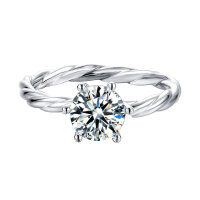 wholesale S925 Silver Moissanite Ring for Women, Vine Six-Prong Ring, Amazon E-Commerce Best Seller-Platinum US size 7#