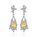 wholesale S925 Sterling Silver Extravagant Natural Topaz Earrings with Purple and Yellow Crystal Large Gemstone Original Design-0-3