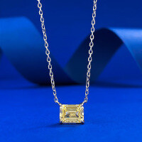 wholesale S925 Silver Zhuo Zhifan New 6*8 Sugar Cube Yellow Diamond High-Carbon Diamond Necklace Fashion Pendant for Women 40+5cm-N451 Yellow Diamond Necklace 925 Silver