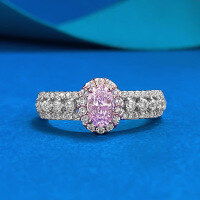 wholesale S925 Silver New Style 4*6 Pigeon Egg Ring with High Carbon Diamond Powder and Yellow Diamond,Ins for Zhuo Zhi Fan Jewelry Live Broadcast-R1415 Pink Diamond No. 9