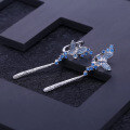 wholesale S925 Silver Designer High-End Long Earrings with Inlaid Colored Gemstones, Exuding Personality and Elegance-0-1