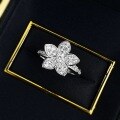 wholesale S925 silver gold-plated, Zhuozhifan floral ring women simulated diamond small flower diamond ring for daily wear alone or stacked index finger ring-0-3