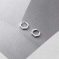 wholesale S925 Sterling Silver Hexagonal Ear Clasp Earrings for Women, Korean Style Fashion Geometric Minimalist Polygon Ear Hoop G9927-0-3