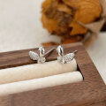 wholesale S999 Sterling Silver Butterfly Stone-Studded Earrings for Women, Light Luxury Fashion, Forest Style Exquisite Ear Accessories Trendy-0-5