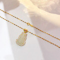 wholesale Pure Silver Guochao New Style Hetian Jade Gourd Necklace for Women, Minimalist Design with High-End Feel, Gift for Girlfriend or Mother-0-2
