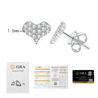 S925 Silver Moissanite Full Diamond Heart Earrings for Women Wholesale-51-point moissanite, white gold  925 silver