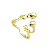 wholesale S925 Sterling Silver 852 Niche Individualistic Ins Minimalist Style Irregular Smooth Surface Hollow-Out Design Plain Ring for Women-18K Gold [No. 14/Adjustable] Opening adjustable