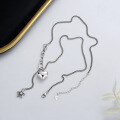wholesale S925 Sterling Silver 3D Heart Star Tassel Necklace Retro Luxury Minimalist Design Women's Collarbone Chain-0-2