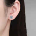 S925 Sterling Silver Moissanite Snowflake Earrings, Light Luxury, Versatile Women's Earrings-0-2