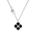 wholesale S925 Sterling Silver Korean and Japanese Women's Necklace, Minimalist and Stylish, Versatile, Forest-inspired Four-leaf Clover Chic Collarbone Chain-0-5