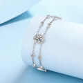 wholesale Pt925 silver women's moissanite fashion minimalist bracelet plated with Pt950 gold, ready for gift-giving, factory direct sales, wholesale in stock-0-1