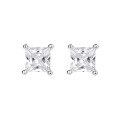 wholesale S925 Sterling Silver Fashion Princess Cut Zircon Stud Earrings For Women, Exquisite And Versatile Four-prong Square Sugar Earrings, Light Luxury High-end Feel-0-0