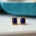 wholesale Metal material, natural lapis lazuli earrings, best-selling natural stone earrings, mid-century high-end sense, light luxury European and American style, vintage studs-0-0
