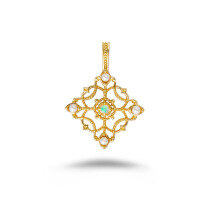 wholesale Sterling Silver Gold-Plated, Japanese Retro Medieval Tracery Exquisite Pendant for Women, Natural Opal Pearl-Medieval Window Opal Pearl Pendant (without chain)  925 Silver