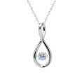 wholesale S925 Sterling Silver Small Dress Moissanite Necklace for Women with Beating Heart Pendant, Light Luxury Minimalist Matching Water Drop Collarbone Chain-0-4