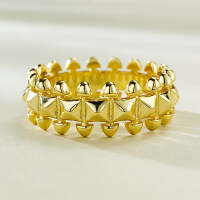 wholesale Metal: S925 Silver Gold Plated Mu Jing Jewelry European and American New Ins Style Rhombus Ring Fashion Jewelry Romantic Series-R682 Gold 5