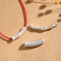 wholesale 999 Sterling Silver Bamboo Joint Curved Tube Accessories Large Hole Bracelet Pure Silver Coin Bracelet DIY Woven Bracelet Spacer Beads-Small bamboo elbow