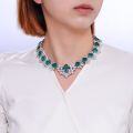 wholesale 925 Silver Cloud Tong Jewelry Luxury Banquet Style Irregular Simulated Emerald Full Diamond Evening Gown Necklace-0-1