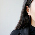 wholesale S925 Sterling Silver HED342 Korean Style Tassel Earrings Vintage Retro Asymmetric Chain Drop Earrings-0-3