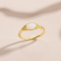 wholesale S925 Sterling Silver, 09ct New Small Fresh Style Opal Ring with Natural Moonstone in Gold Tone-0-3