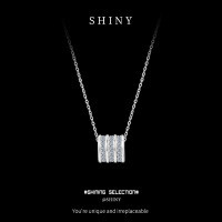 Sterling Silver Moissanite Rolo Pendant Necklace, Minimalist Style-S925 Sterling Silver + Moissanite