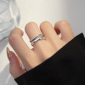 wholesale S925 Silver Thai Silver Double-Layer Wavy Curve Vintage Distressed Style Elegant Adjustable Ring for Women R00502-0-1