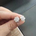 wholesale S925 Sterling Silver Moissanite Full Drill Camellia Stud Earrings, Minimalist and Versatile, Luxury Fashion-0-3