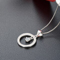wholesale S925 Sterling Silver Full Diamond Japanese Korean Style Fashion Round Necklace with Jumping Heart Pendant Collarbone Chain for Women Wholesale-0-2