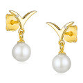 wholesale S925 Sterling Silver Rose Gold Minimalist Leaf Bud Pearl Earrings for Summer Commute, Wholesale Elegant Style-0-5