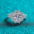 S925 Sterling Silver 3ct Moissanite Sunflower Ring for Women Wholesale-0-0