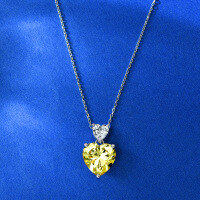 wholesale 65ct Heart 10*10 Pendant Women's Necklace, Minimalist Cute Sweet Korean Japanese Style, 40+3cm, [Metal Material]-Yellow (with chain) [P-0345] &gt; 925 silver
