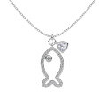 wholesale S925 Sterling Silver Korean Japanese Light Luxury New Hollow Small Fish Design Zircon Necklace for Women, Versatile Pendant Choker-0-5