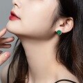 wholesale S925 Sterling Silver New Korean Light Luxury Style Star Moon Malachite Earrings Fashion Minimalist Wholesale from Manufacturer-0-1