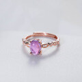 wholesale S925 Sterling Silver Fresh Sweet Ins Style Exquisite Minimalist Design Amethyst Ring with Crystal Zircon R02337-0-2