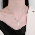 wholesale S925 Sterling Silver Korean-Japanese Style H-Letter Inlaid Colored Zircon Chain Necklace for Edgy Sweet-Cool Aesthetic-0-0