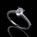 wholesale S925 Sterling Silver Classic 1 Carat Moissanite Engagement Ring Custom Oval Egg Shape Moissanite Ring-0-2