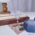 wholesale S925 Sterling Silver Star and Moon Together Necklace, Starry Sky Holding the Moon Chasing Dreams Galaxy Moon Necklace for Women Choker Light Luxury-0-0