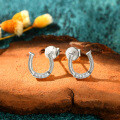 Sterling Silver 5mm Round Moissanite Swirl Stud Earrings for Women-0-28