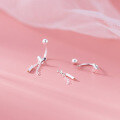 wholesale S925 Sterling Silver Fresh and Sweet Ins Style Niche Design Heart-shaped Tassel Threaded Ear Hook M06453-0-4