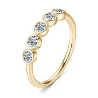 S925 Silver Seven-Flower Semi-Ring with Moissanite-Interlocking links [K Gold]  $10