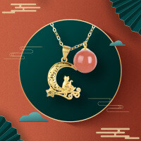 wholesale Pure Silver Star Moon Necklace Light Luxury Cross-Border Banquet Wedding Pendant Women's Internet-Famous Versatile Collarbone Chain New Chinese Style-Gold necklace 925 silver