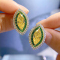 wholesale S925 Sterling Silver Micro-Paved 6*13 Yellow Diamond Marquise Luxury Full Diamond Classic Stud Earrings for Women-0-2